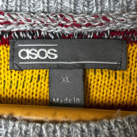 Asos Mens Sweater Size XL 90s Y2K Colorful 3D Texture Acrylic Crew Neck - Picture 5 of 8